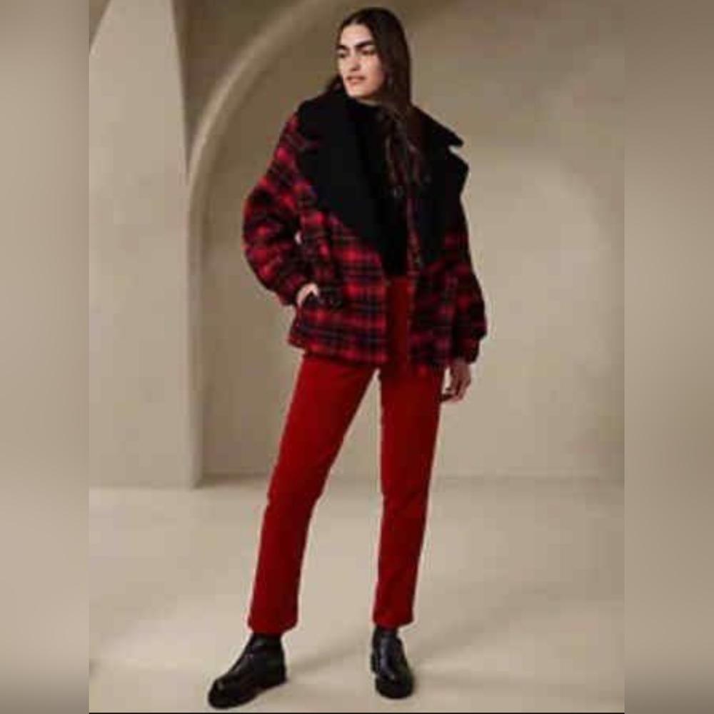 NEW BANANA REPUBLIC DENIM CORDUROY PANTS -- RICH RED High-Rise